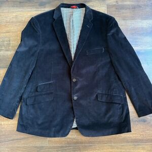 Linea Uomo Mens Black Corduroy Blazer Jacket Houndstooth Lined‎ Size 50 Regular
